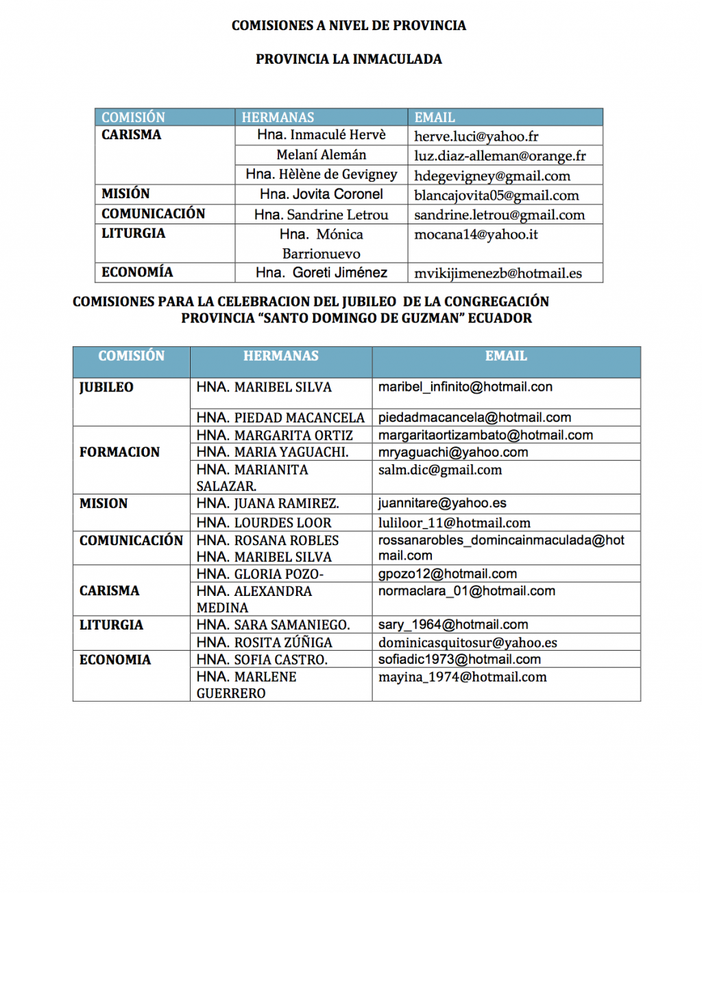 COMISION DE LA INMACULADA STO DOMINGO